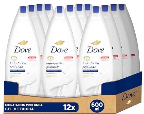 Dove Gel doccia idratante profondo 600 ml, confezione da 12