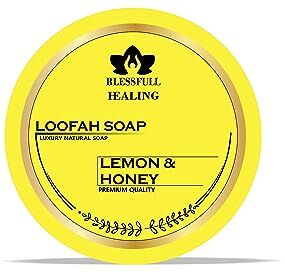 Blessfull Healing Organic Limone & Miele Sapone Naturale Fatto A Mano Di Luffa Di Lusso (125 Grammi / 4,4 OZ) (Confezione Da 1)