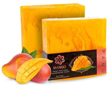 Panu Natural Panu Mango Soap Sapone da doccia vegano per tutti i tipi di pelle Sapone naturale come gel doccia solido e shampoo solido Pezzo di doccia naturale Sapone senza animali