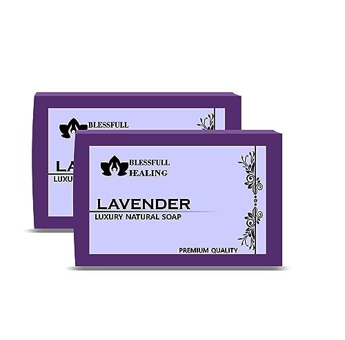 Blessfull Healing Organic Lavender Sapone Naturale Fatto A Mano Di Lusso (125 Grammi / 4,4 OZ) (Confezione Da 2)