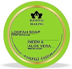 Blessfull Healing Neem biologico e aloe vera Sapone naturale di luffa fatto a mano di lusso (125 grammi / 4,4 once) (confezione da 1)