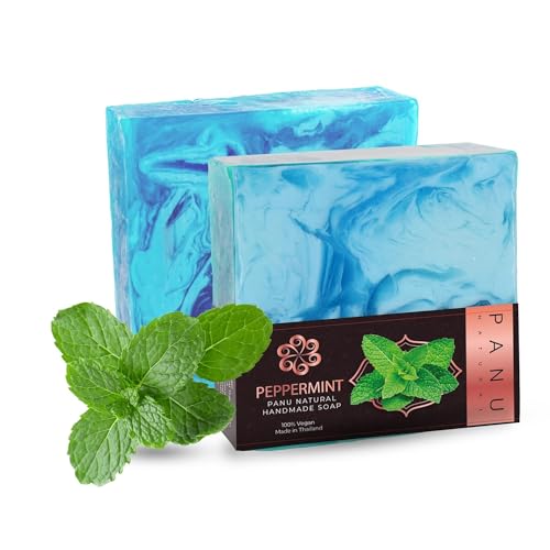 Panu Natural Panu Menta Soap Sapone da doccia vegano per tutti i tipi di pelle Sapone naturale come gel doccia solido e shampoo solido Pezzo di doccia naturale Sapone senza animali