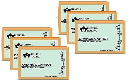 Blessfull Healing Organic Orange Carota Sapone Naturale Fatto A Mano Di Lusso (125 Grammi / 4,4 OZ) (Confezione Da 6)