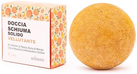 ENOOSO Docciaschiuma Solido Bio VELLUTANTE con Pesca Mango e Olio di Albicocca Bagnoschiuma 100% Vegano Artigianale Naturale Made in Italy