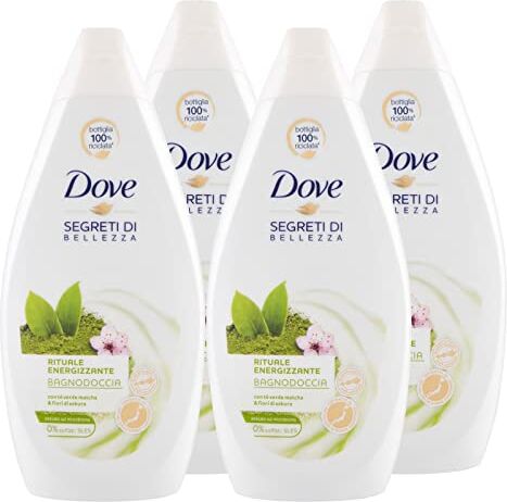 Dove 4x  Bagnodoccia Rituale Energizzante con Tè Verde Matcha & Fiori di Sakura Bagnoschiuma Energizzante 4 Flaconi da 450 ml