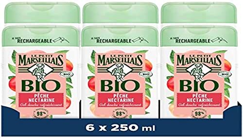 Le Petit Marseillais Gel Doccia Bio Rinfrescante, a pH neutro, Pesca Nectarina, 6 x 250 ml