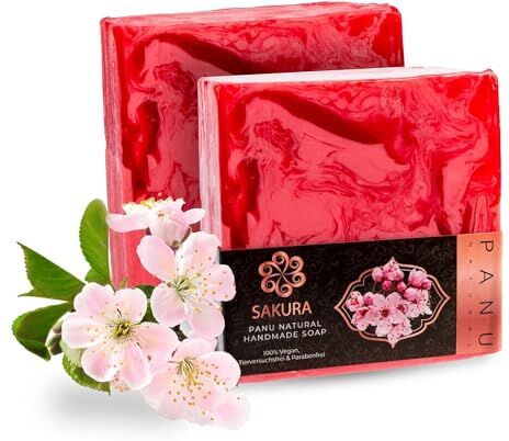 Panu Natural Panu Sakura Soap Sapone da doccia vegano per tutti i tipi di pelle Sapone naturale come gel doccia solido e shampoo solido Pezzo di doccia naturale Sapone senza animali