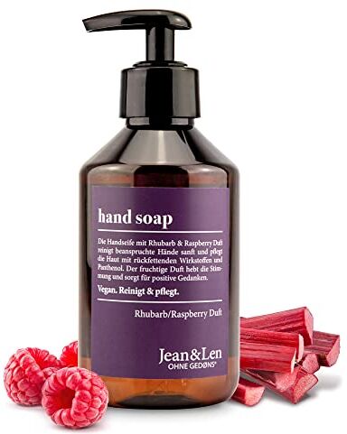 Jean & Len Alchimiste Sapone per le mani al rabarbaro e lampone, sapone liquido in dispenser a pompa per mani pulite e curate, fragranza fruttata, senza parabeni e siliconi, vegan, 250 ml