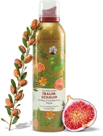 Jean & Len Crema da sogno con olio di argan e fico, tecnologia gel to-mousse, con vitamina E e glicerina vegetale, schiuma doccia, senza parabeni e siliconi, 200 ml