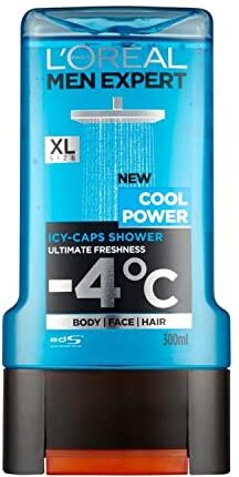 L'ORÉAL Loreal Men Expert Cool Power Gel doccia (6 x 300 ml) per viso, corpo e capelli