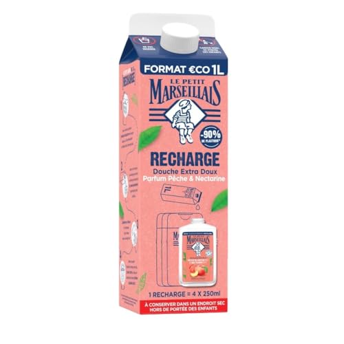 Le Petit Marseillais Ricarica Gel Doccia Extra Dolce Pesca Bianca Biologico & nettarine Bio, 1L