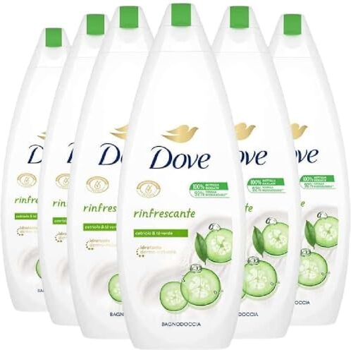 Dove , Bagnodoccia Rinfrescante, con Idratante Dermo-Naturale, Cetriolo e Tè Verde, Rinfresca e Ri-energizza la Pelle, Dermatologicamente Testato, 92% Biodegradabile, 12 Pezzi da 600 ml