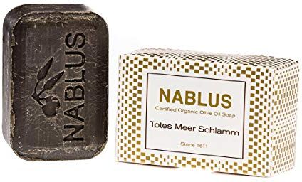 Nablus Soap Nablus, Sapone Naturale all’olio di oliva, varietà: Fango del Mar Morto, fatto a mano e senza olio di palma, 100 g