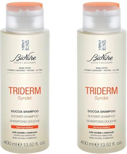 BioNike Tridem Syndet Doccia Shampoo Dermoprotettivo per Pelli Sensibili e Intolleranti, Detergente Corpo e Capelli Delicato ad Azione Riequilibrante e Idratante, Dona Protezione e Freschezza