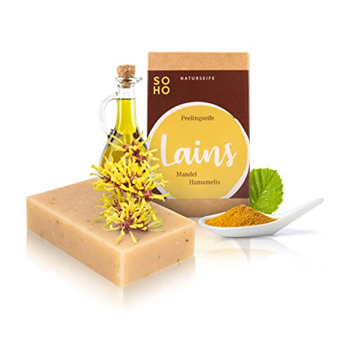 SOHO Naturkosmetik Sapone doccia "Lains" • Gel doccia solido con mandorla e amamamelide • Sapone vegano per corpo e mani (95 g)