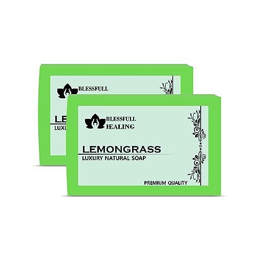 Blessfull Healing Organic Lemongrass Sapone Naturale Fatto A Mano Di Lusso (125 Grammi / 4,4 OZ) (Confezione Da 2)