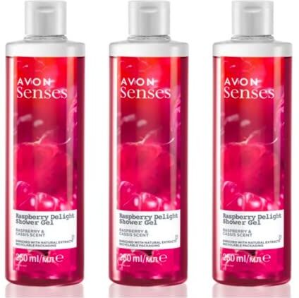 Generic Avon Raspberry Delight Gel Doccia   Lampone & Cassis   Infuso con estratti naturali   Confezione da 3