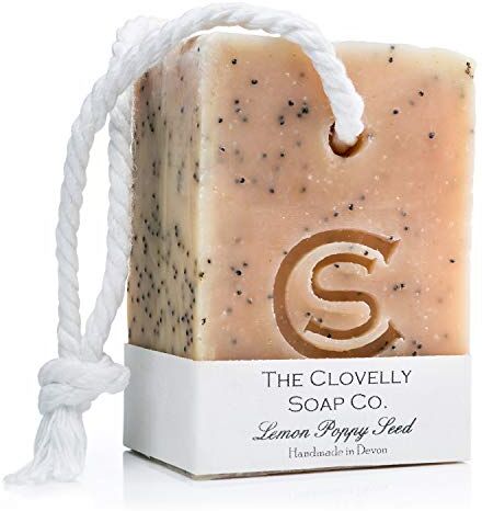 The Clovelly Soap Co. Sapone naturale con cordino e con semi di limone e semi di papavero, per tutti i tipi di pelle, 250 g