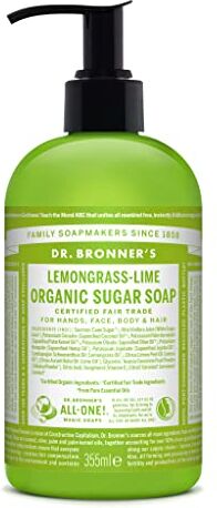 Dr. Bronner's Sugar Soap Sapone Liquido Mani, Lemongrass & Lime, Legno di Sandalo, 0.480 Kg