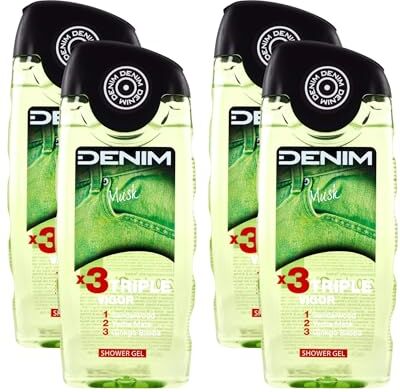 Generic Denim Gel Doccia, Triple Vigor, Doccia Schiuma Rivitalizzante e Tonificante al Muschio, Formato da 250ml (4 Unità)