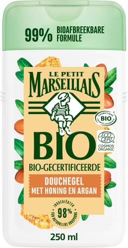 Le Petit Marseillais Crema doccia biologica certificata miele argan (250 ml), doccia a pH neutro e aroma delicato con profumo particolarmente piacevole, idrata e rinfresca