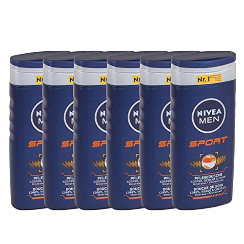 NIVEA Men Sport Doccia da uomo, confezione da 6 (6 x 250 ml)
