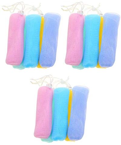 FRCOLOR 15 Pezzi Borsa a Rete Per Sapone Schiumogeno Maniche Di Sapone Per Saponette Doccia Pouf Scrubber Per Il Corpo Borse Porta Coulisse Per Bagno Di Luffa Pp Spugna Agente Protettivo