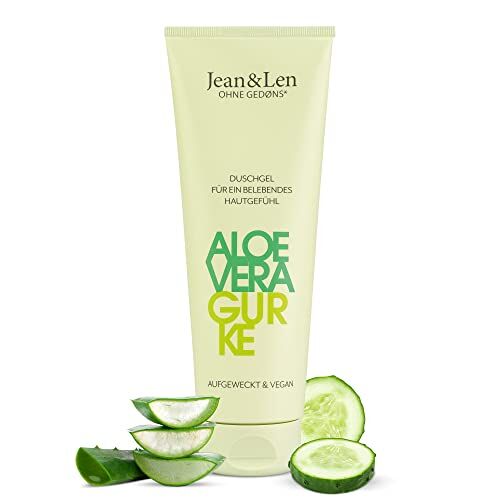 Jean & Len Gel doccia Aloe Vera & Cetriolo, adatto a tutti i tipi di pelle, formulazione vegana, per una sensazione di pelle rivitalizzante, pH ideale della pelle, gel doccia vegano, 250 ml
