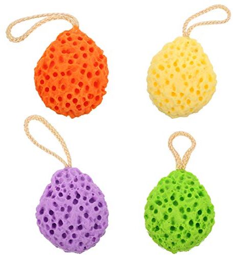 FRCOLOR Spugne Morbide per Il Lavaggio Del Corpo 4Pcs Spugna per La Doccia Del Corpo Della Luffa per Il Bambino Spugna da Bagno a Nido D' ape Prodotti per La Pulizia Dello Scrubber per Il