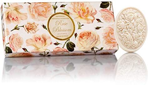 Saponificio Artigianale Fiorentino Rosa Sapone, Confezione 3 saponette lavorazione artigianale, scolpiti con bouquet di fiori, 3x125g