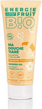 Energie Gel Douche Fleur de Tiaré & Aloe Vera Bio 200ml Vegan Pour Peau Normale, Peau Sensible, Peau Sèche