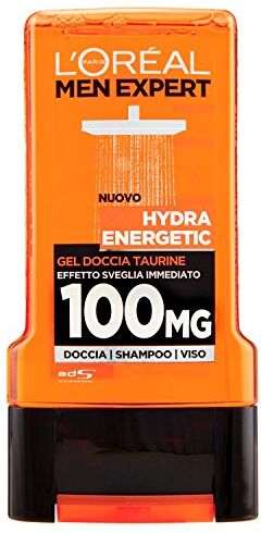 L'ORÉAL Paris Men Expert Hydra Energetic Gel Doccia Uomo, Taurina Effetto Sveglia Immediato, 300 ml