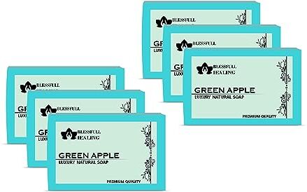 Blessfull Healing Organic Green Apple Sapone Naturale Fatto A Mano Di Lusso (125 Grammi / 4,4 OZ) (Confezione Da 6)