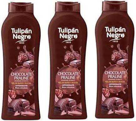 Generico 3 Pezzi Gel da Bagno Tulipan Negro Cioccolato Pralinato Intensamente Profumato 650 ML