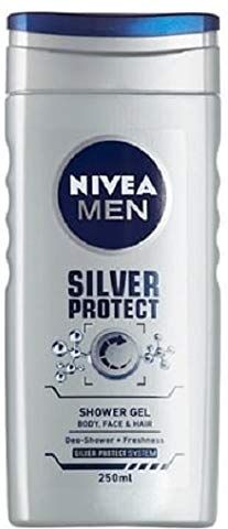 NIVEA Men “Silver Protect” Gel doccia da uomo, 3 flaconi da 250 ml ciascuno