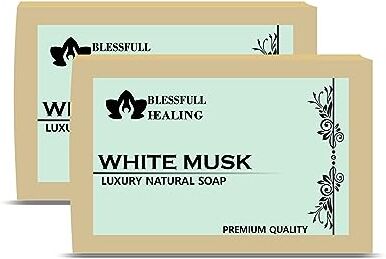 Blessfull Healing Organic White Musk Sapone Naturale Fatto A Mano Di Lusso (125 Grammi / 4,4 OZ) (Confezione Da 2)