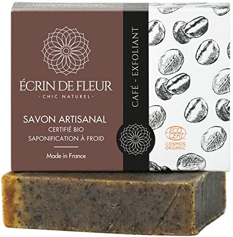 ÉCRIN DE FLEUR Sapone Esfoliante al Caffè Biologico Fatto a Mano, per Tutti i Tipi di Pelle, senza Sostanze Chimiche, senza Olio di Palma, 1x90g