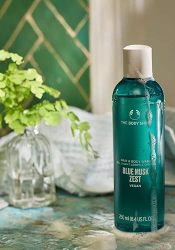 The Body Shop Blue MUSK ZEST Hair & Body Wash vegano, 250 ml