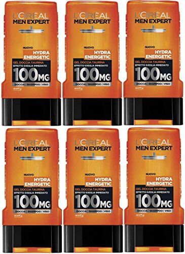 L'ORÉAL Loreal Men Expert Hydra Energetic gel doccia (6 x 300 ml) per viso, corpo e capelli