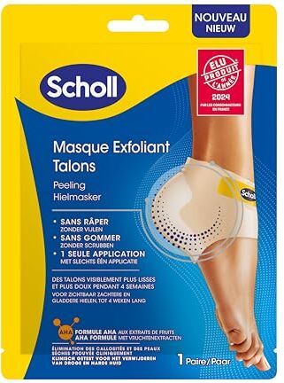 Scholl Maschera per piedi esfolianti tacco, 2 calzini peeling piedi per pelli secche, cura dei piedi