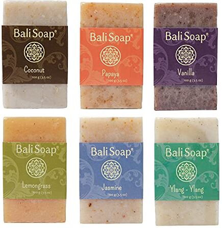 Bali Soap Green Collection Confezione da 6 saponette naturali Sapone per uomo e donna Confezione da 6 saponi