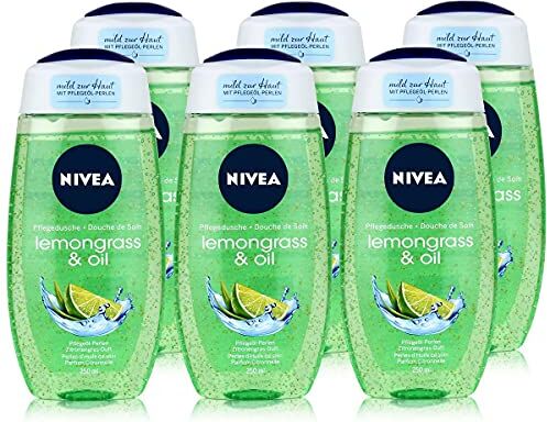 NIVEA , bagnoschiuma al lemongrass e all'olio, confezione da 6 (6 da 250 ml)