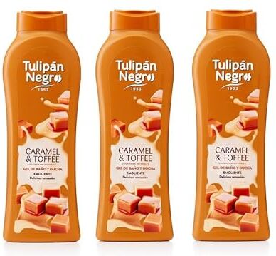 Generico 3 Pezzi Gel da Bagno Tulipan Negro Caramel Cream e Toffee Intensamente Profumato 650 ML