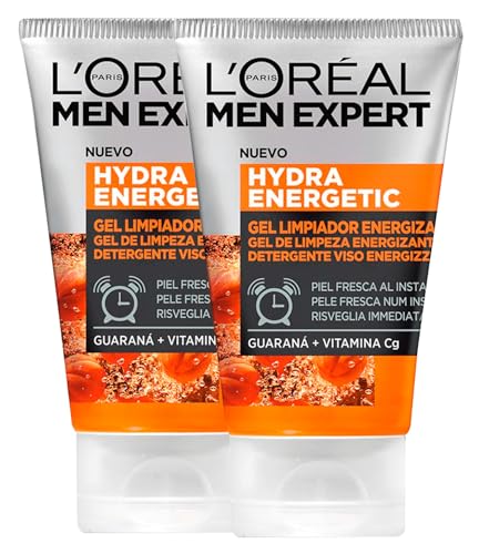 L'Oreal L'Oréal Paris Men Expert Hydra Energetic Detergente Viso Energizzante Formula in Gel con Guaranà e Vitamina C Purificante 2 Flaconi da 100ml