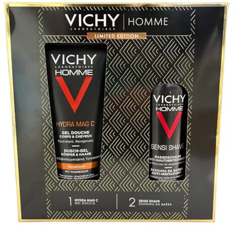 Vichy Cofanetto Limited Edition Homme Gel doccia Tonificante e idratante + Schiuma da barba anti-irritazioni