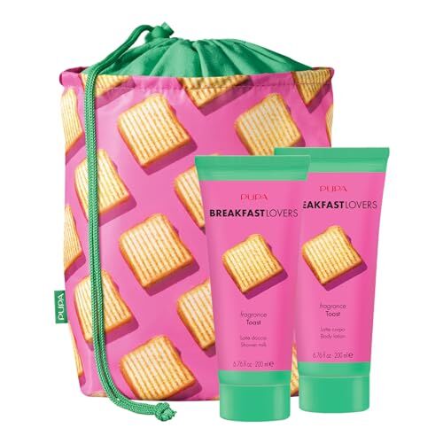 Pupa set bagno toast doccia 200 ml, latte corpo 200 ml e pochette, breakfast lovers collection