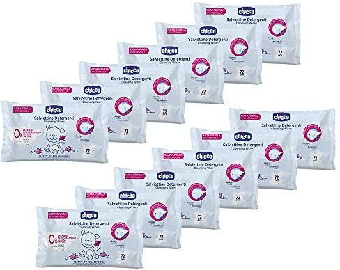 Chicco Salviette Neonato Detergenti Multiuso, Senza Alcool, Profumate, Adatte per Pelli Sensibili, Senza Flip Cover, Megapack da 864 Salviette, 12 Confezioni x 72 Salviettine