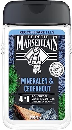 Le Petit Marseillais Gel doccia 4in1 con minerali e legno di cedro, effetto rinfrescante e pH neutro per la pelle, 12 x 250 ml