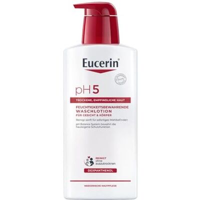 Eucerin pH5 Lozione detergente idratante, 400 ml, gel doccia Doccia delicata per pelli secche e sensibili, senza sapone, pH neutro, con dexpantenolo e glicerina Eucerin pH5 Lozione detergente idratante, 400 ml, gel doccia Doccia delicata per pelli secche e sensibili, senza sapone, pH neutro, con dexpantenolo e glicerina