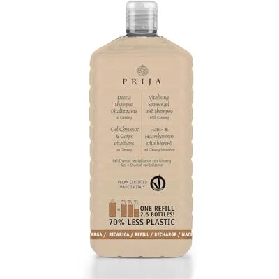 Prija thehotelery.de 2 in 1 shampoo per capelli e capelli rivitalizzante con ginseng 1.000 ml bottiglia di ricarica (1 L) per capelli e corpo, gel doccia per hotel, benessere e spa, shampoo per hotel Prija thehotelery.de 2 in 1 shampoo per capelli e capelli rivitalizzante con ginseng 1.000 ml bottiglia di ricarica (1 L) per capelli e corpo, gel doccia per hotel, benessere e spa, shampoo per hotel